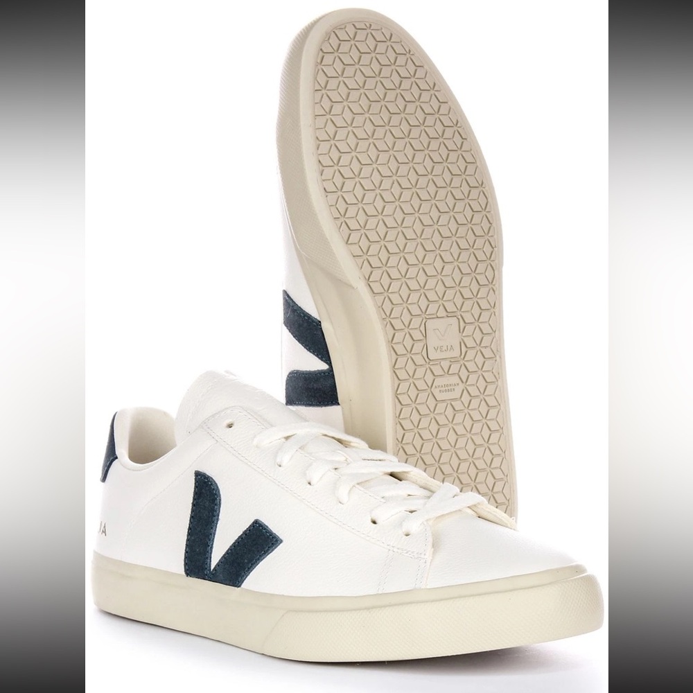 VEJA Campo Leather Sneakers — White/Navy — EU 40 (Fits US Women’s 9) Worn Once - Picture 3 of 11